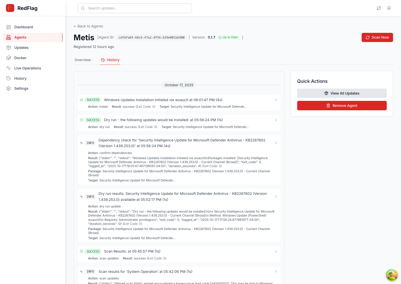 Windows Agent History